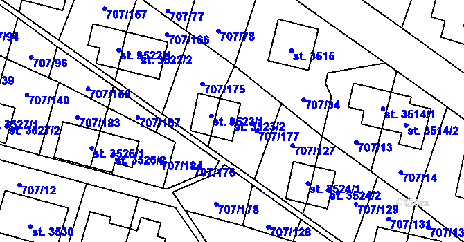 Parcela st. 3523/2 v KÚ Zlín, Katastrální mapa