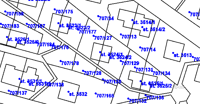 Parcela st. 3524/1 v KÚ Zlín, Katastrální mapa