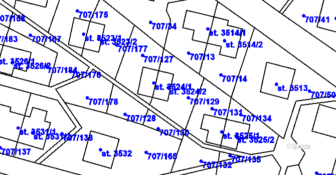 Parcela st. 3524/2 v KÚ Zlín, Katastrální mapa