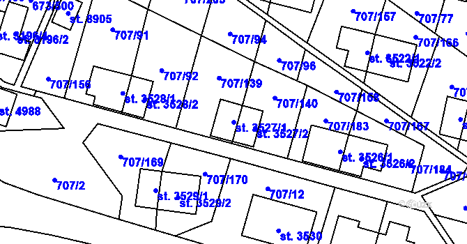 Parcela st. 3527/1 v KÚ Zlín, Katastrální mapa