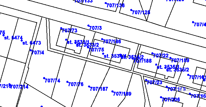 Parcela st. 3534/1 v KÚ Zlín, Katastrální mapa