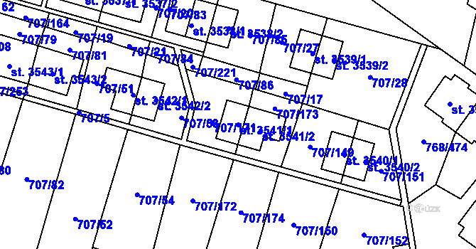 Parcela st. 3541/1 v KÚ Zlín, Katastrální mapa