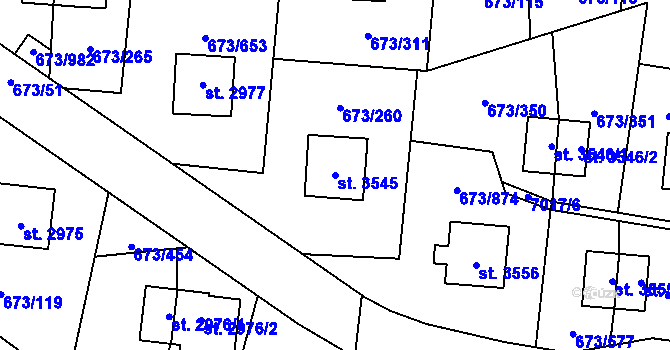 Parcela st. 3545 v KÚ Zlín, Katastrální mapa