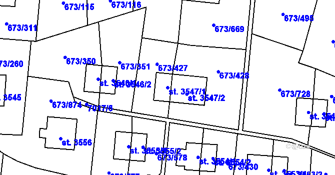 Parcela st. 3547/1 v KÚ Zlín, Katastrální mapa