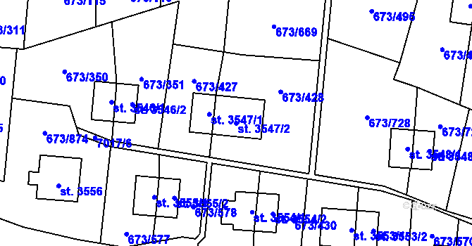 Parcela st. 3547/2 v KÚ Zlín, Katastrální mapa