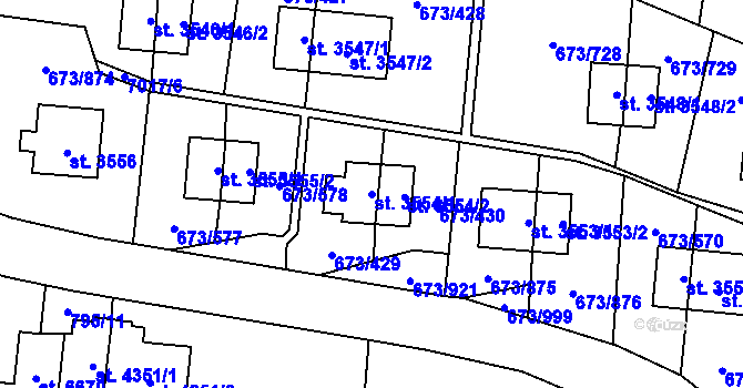 Parcela st. 3554/1 v KÚ Zlín, Katastrální mapa