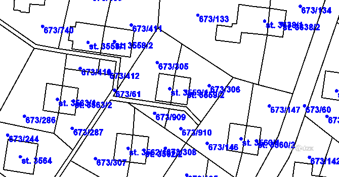 Parcela st. 3559/1 v KÚ Zlín, Katastrální mapa