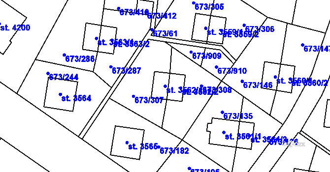 Parcela st. 3562/1 v KÚ Zlín, Katastrální mapa