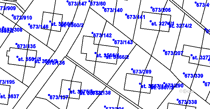 Parcela st. 3566/2 v KÚ Zlín, Katastrální mapa