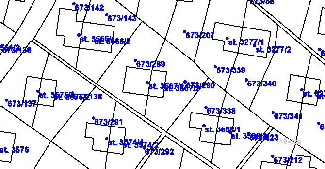 Parcela st. 3567/2 v KÚ Zlín, Katastrální mapa