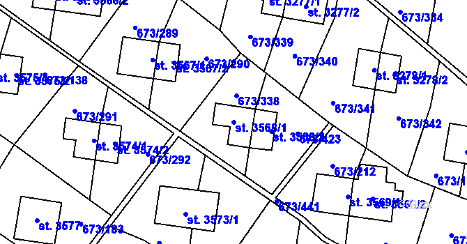 Parcela st. 3568/1 v KÚ Zlín, Katastrální mapa