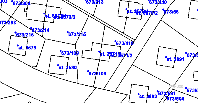 Parcela st. 3571/1 v KÚ Zlín, Katastrální mapa