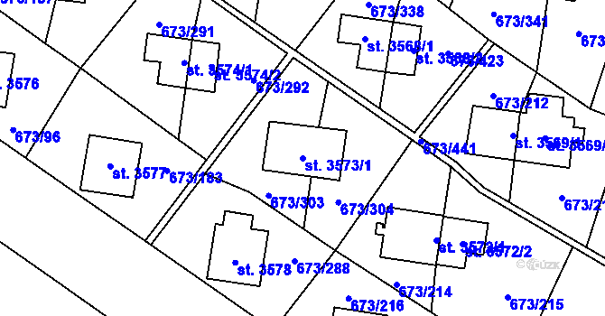 Parcela st. 3573/1 v KÚ Zlín, Katastrální mapa