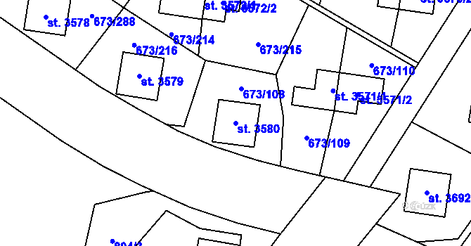 Parcela st. 3580 v KÚ Zlín, Katastrální mapa