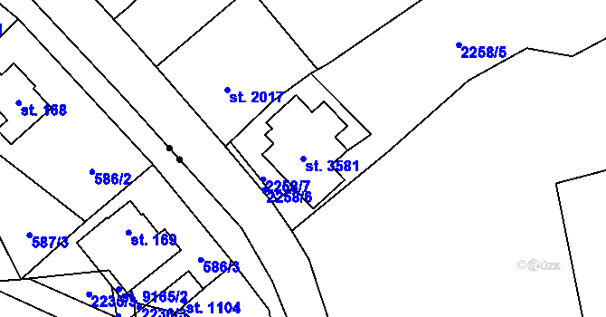 Parcela st. 3581 v KÚ Zlín, Katastrální mapa