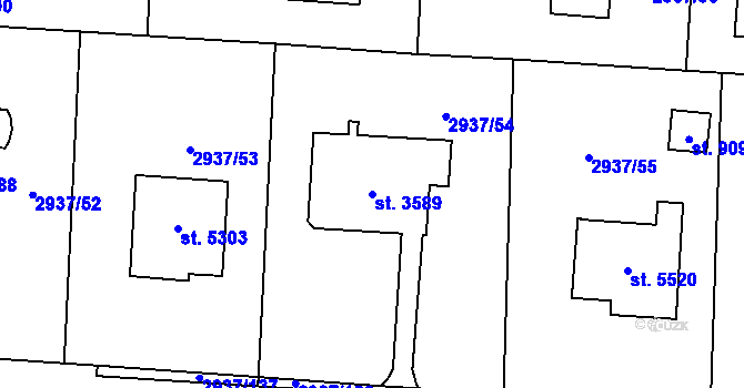 Parcela st. 3589 v KÚ Zlín, Katastrální mapa