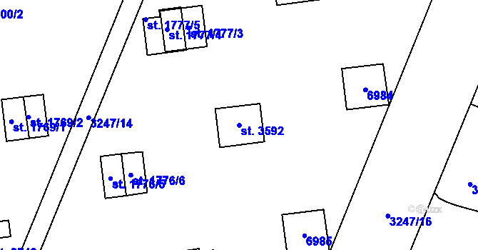 Parcela st. 3592 v KÚ Zlín, Katastrální mapa