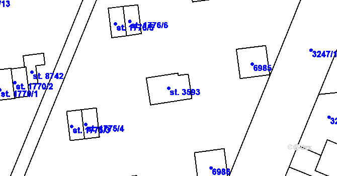 Parcela st. 3593 v KÚ Zlín, Katastrální mapa