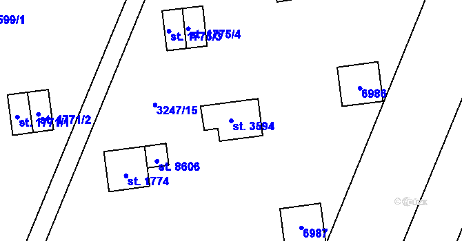 Parcela st. 3594 v KÚ Zlín, Katastrální mapa