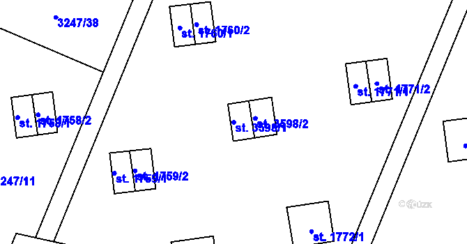 Parcela st. 3598/1 v KÚ Zlín, Katastrální mapa