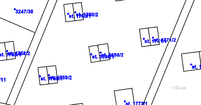 Parcela st. 3598/2 v KÚ Zlín, Katastrální mapa