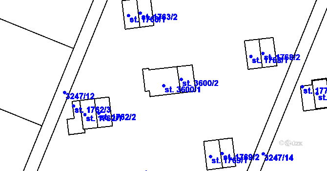 Parcela st. 3600/1 v KÚ Zlín, Katastrální mapa