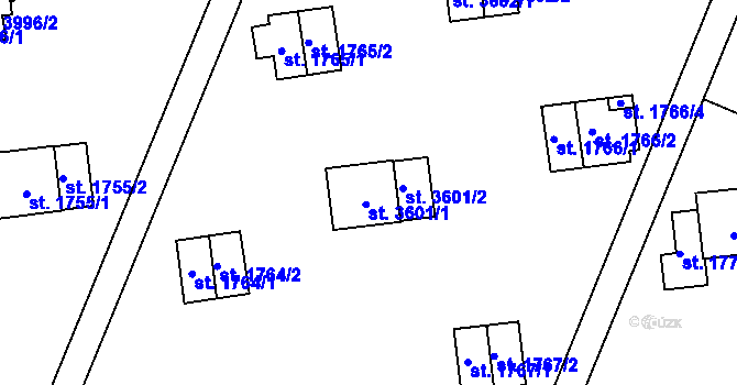 Parcela st. 3601/1 v KÚ Zlín, Katastrální mapa
