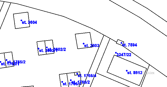 Parcela st. 3603 v KÚ Zlín, Katastrální mapa