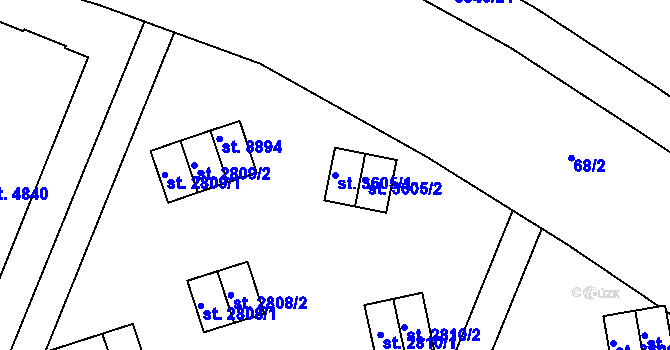 Parcela st. 3605/1 v KÚ Zlín, Katastrální mapa