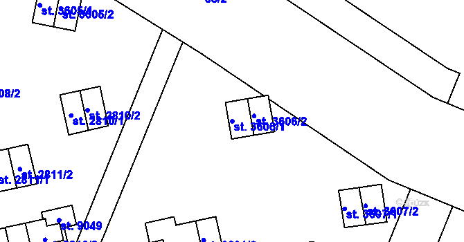 Parcela st. 3606/1 v KÚ Zlín, Katastrální mapa