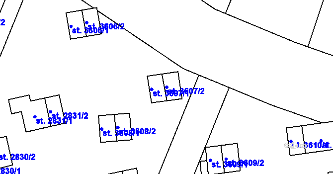 Parcela st. 3607/2 v KÚ Zlín, Katastrální mapa