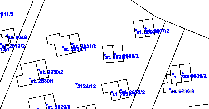 Parcela st. 3608/1 v KÚ Zlín, Katastrální mapa