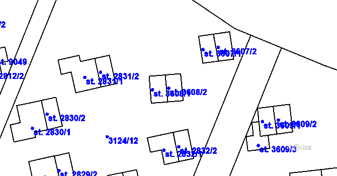 Parcela st. 3608/2 v KÚ Zlín, Katastrální mapa