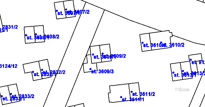Parcela st. 3609/2 v KÚ Zlín, Katastrální mapa