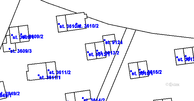 Parcela st. 3613/2 v KÚ Zlín, Katastrální mapa