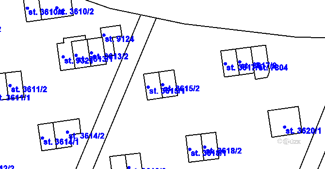 Parcela st. 3615/2 v KÚ Zlín, Katastrální mapa