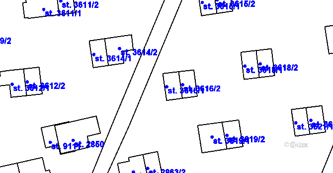 Parcela st. 3616/1 v KÚ Zlín, Katastrální mapa