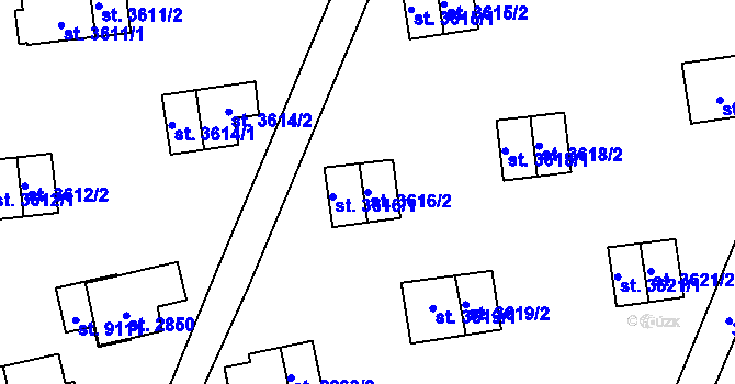 Parcela st. 3616/2 v KÚ Zlín, Katastrální mapa