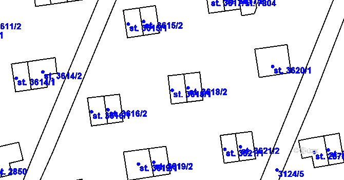Parcela st. 3618/1 v KÚ Zlín, Katastrální mapa