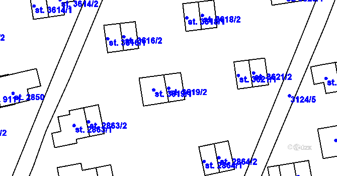 Parcela st. 3619/2 v KÚ Zlín, Katastrální mapa