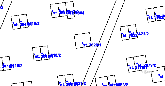 Parcela st. 3620/1 v KÚ Zlín, Katastrální mapa