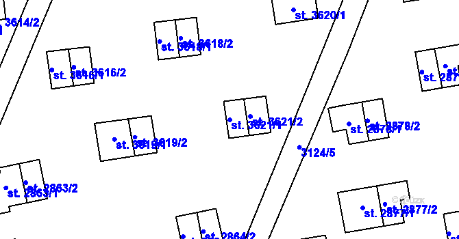 Parcela st. 3621/1 v KÚ Zlín, Katastrální mapa