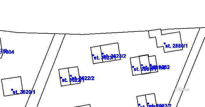 Parcela st. 3623/2 v KÚ Zlín, Katastrální mapa