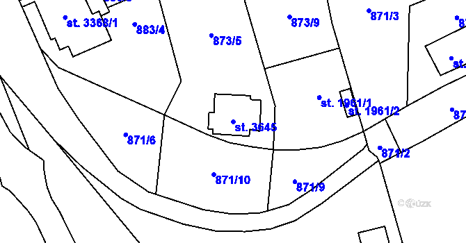 Parcela st. 3645 v KÚ Zlín, Katastrální mapa