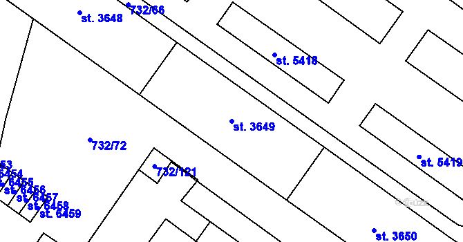 Parcela st. 3649 v KÚ Zlín, Katastrální mapa