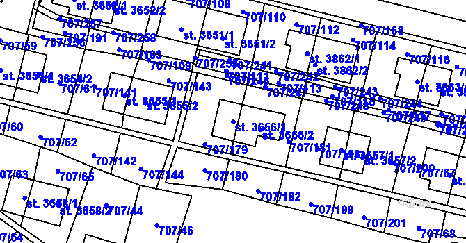 Parcela st. 3656/1 v KÚ Zlín, Katastrální mapa