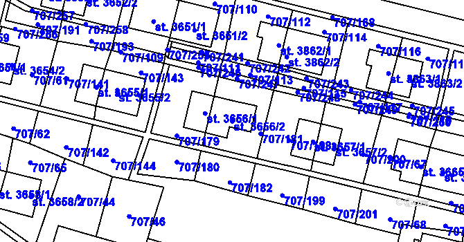 Parcela st. 3656/2 v KÚ Zlín, Katastrální mapa