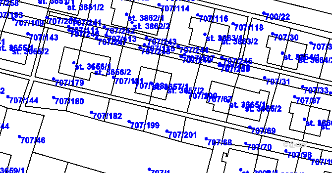 Parcela st. 3657/2 v KÚ Zlín, Katastrální mapa