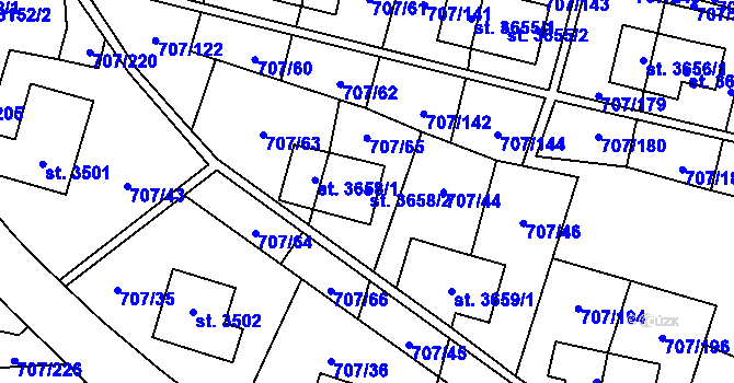 Parcela st. 3658/2 v KÚ Zlín, Katastrální mapa