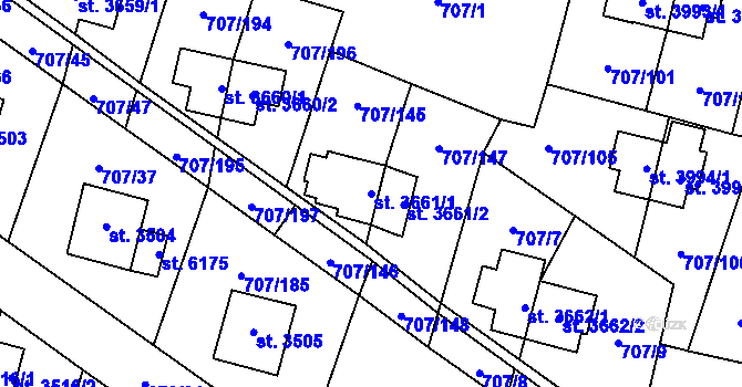 Parcela st. 3661/1 v KÚ Zlín, Katastrální mapa